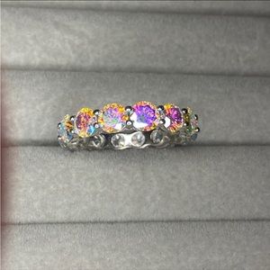 Certified, 7CT TW Mercury Mist Mystic Moissanite Eternity Band ring